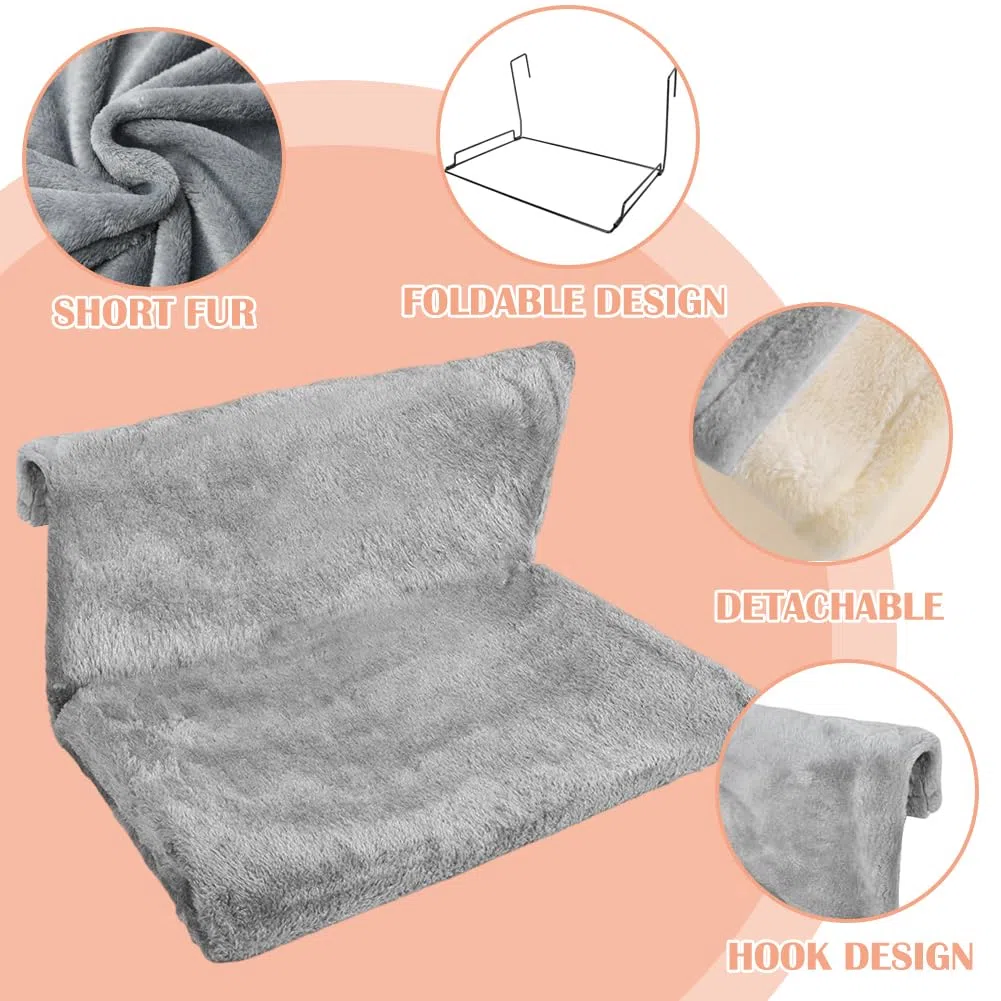 Cat Bed for Heaters, lettino riscaldante per gatti con morbido rivestimento in peluche, Cat Hammock Heating, morbido lettino riscaldante per gatti, per tutti i radiatori (grigio)