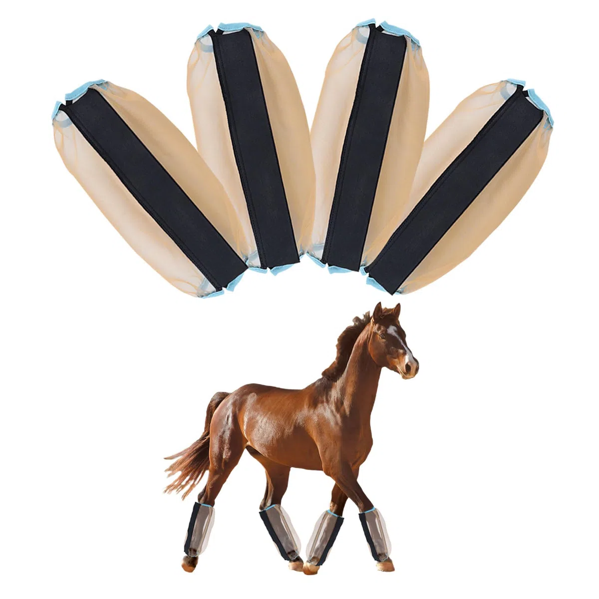 Stinchiere Cavallo Equitazione, 4 Pezzi Stivale Antimosche per Cavalli Leggings Antimosche in Rete per Cavalli professionali design traspirante Anti-Mosche Accessori per Cavalli