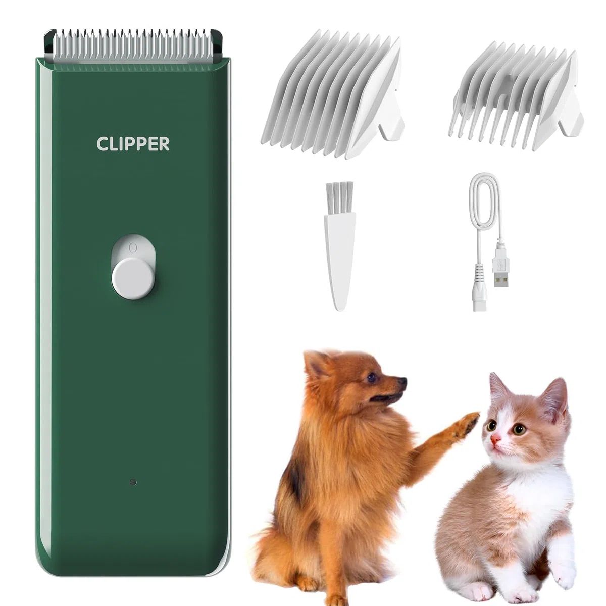 Kit Toelettatura per Cani Professionale Tagliacapelli Animali Gatto, Rasoio per Cani Gatti con Lama in Ceramica, Tosatore Elettrico per Impermeabile IPX7 (Verde)