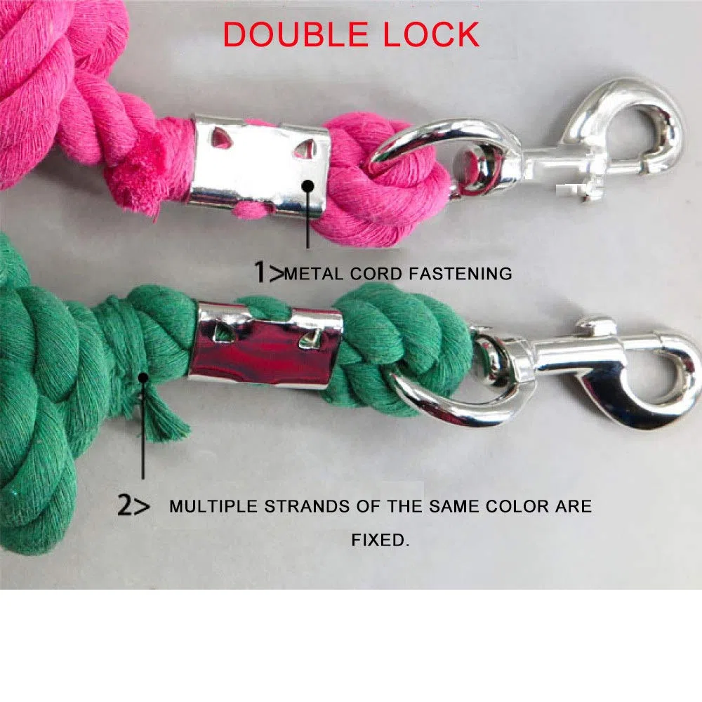 LJQ 100% Cotone Lunghina per Cavalli con Catena Accessori Cavall Corda di Piombo per Cavalli Disegni di Piombo Traino Cavallo di Corda,Pink-2.5meters