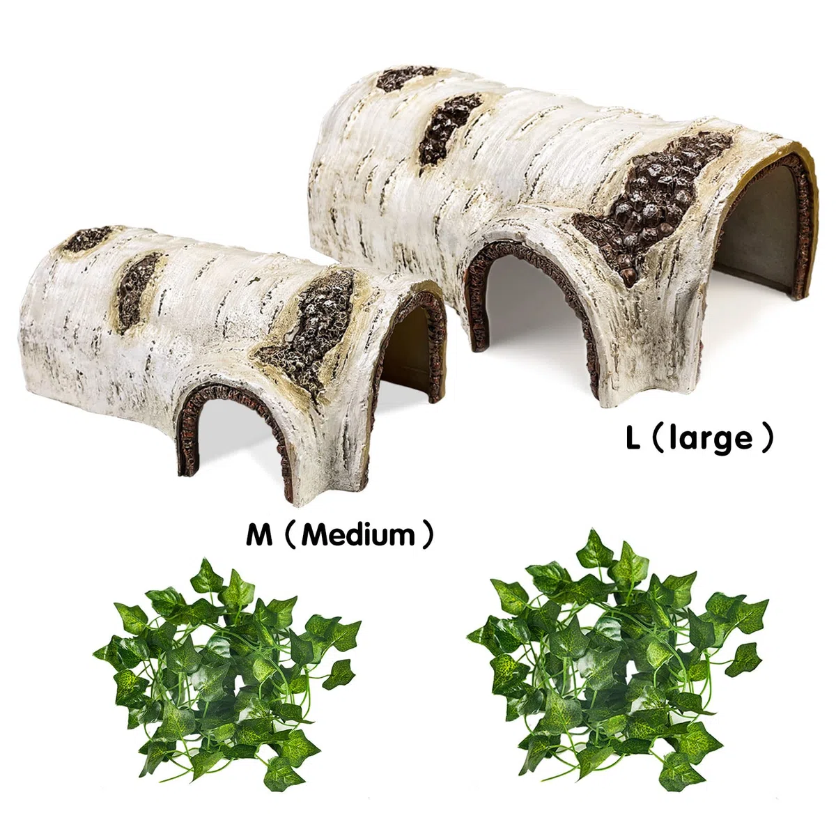 Rettile Nascondi Grotte Simulazione Nascondiglio Albero Nascondi Serpente Leopard Gecko Terrarium Plastic Plant Leaves Ornament Habitat Shelter Decor for Lizard Hermit Crab Spider Frog Amphibians (L)