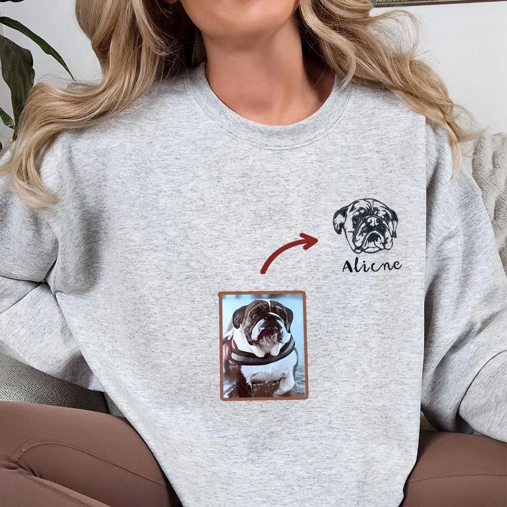 Felpa con cappuccio ricamata personalizzata, Foto per Animali Domestici + Nome,Domestici- Regalo per Mamma e papà Cane