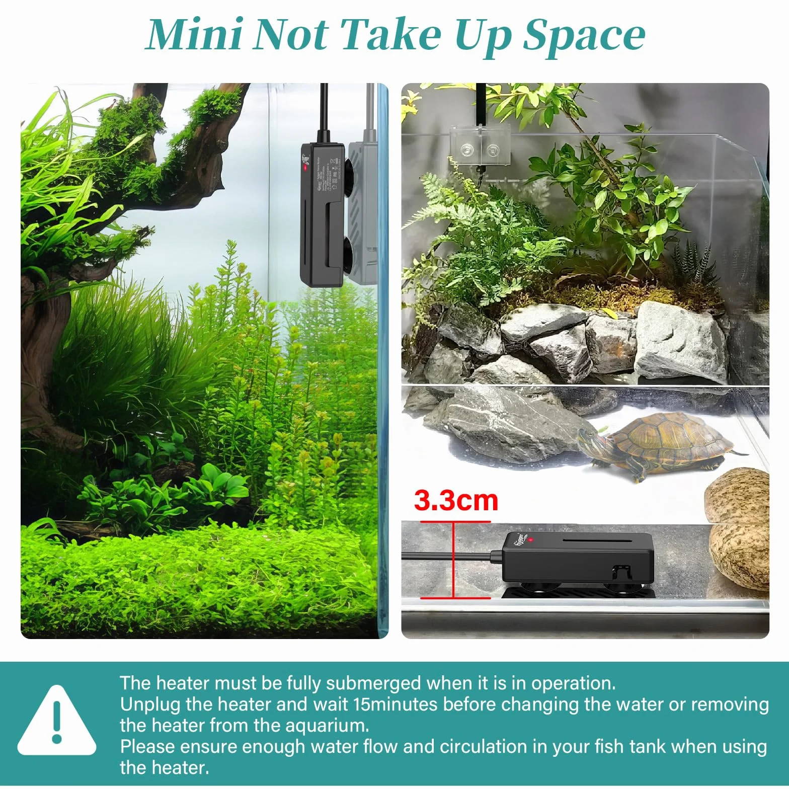 hygger Mini Riscaldatore per Acquario,20W Sommergibile Riscaldatore per Acquario de Tartarughe Betta con Display Digitale Controller, Aquarium Heater Fish Tank Heater di 3-19L Acqua Dolce