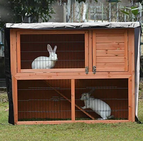 Copertura per conigliera traspirante per conigli, grande, copertura impermeabile antivento per gabbie per animali domestici, per gatti, conigli, cani, colore nero, 122 x 50 x 105 cm