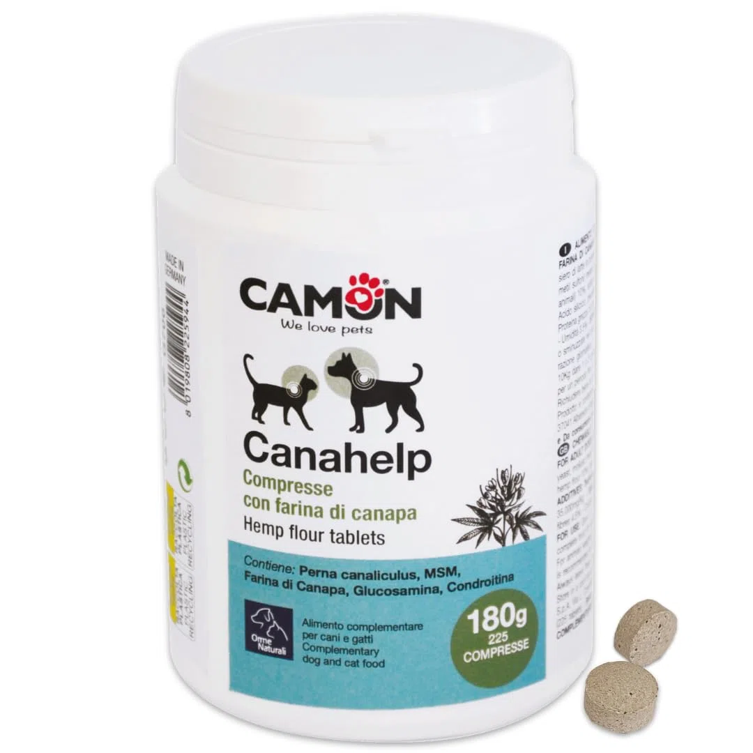CAMON | Canahelp Compresse, Alimento Complementare per Cani e Gatti, Supporta la Crescita e il Mantenimento in Salute dell'Organismo, 225 Compresse da 180g