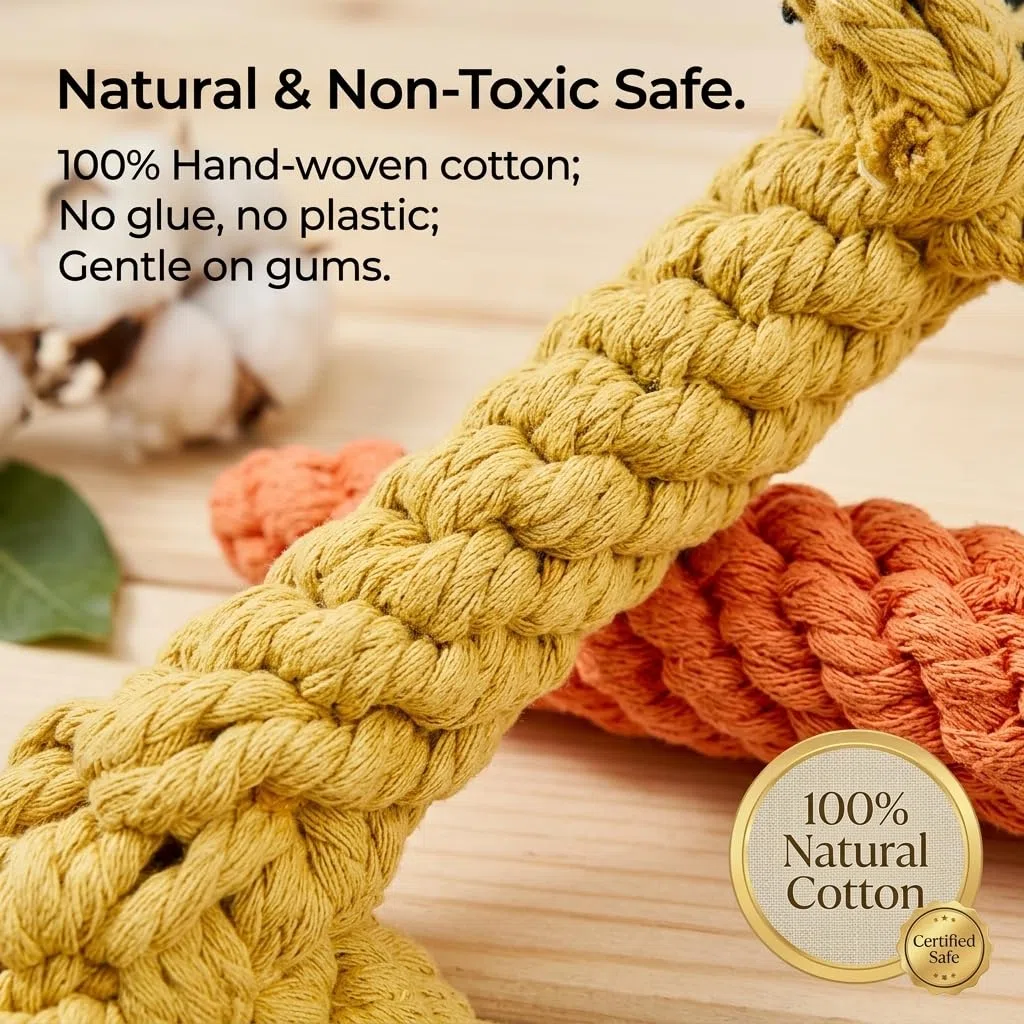NEXUS - Set da 4 giocattoli per cani in corda di cotone, design carino, giocattolo da masticare resistente per cani piccoli e medi, gioco interattivo N16TOYPROJECT04