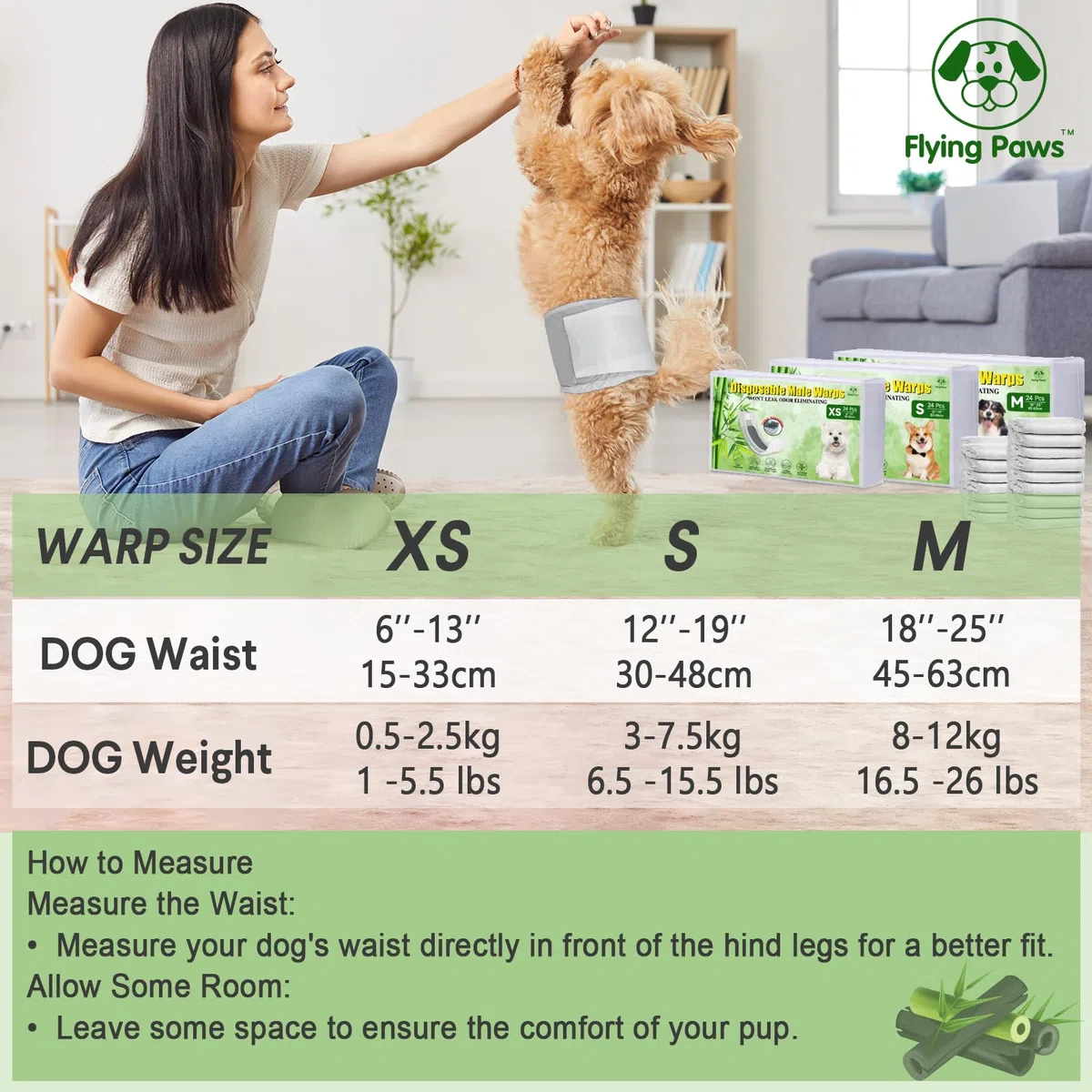 Pannolini per cani maschi, S-24 usa e getta con carbone attivo, neutralizzazione degli odori, pannolini morbidi e traspiranti, pantaloni per incontinenza per cuccioli S-24 Count