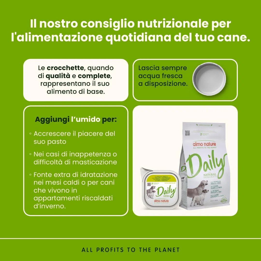 Almo Nature Daily, Alimento Umido per Cani Adulti con Pollo e Piselli - 100g, Confezione da 32
