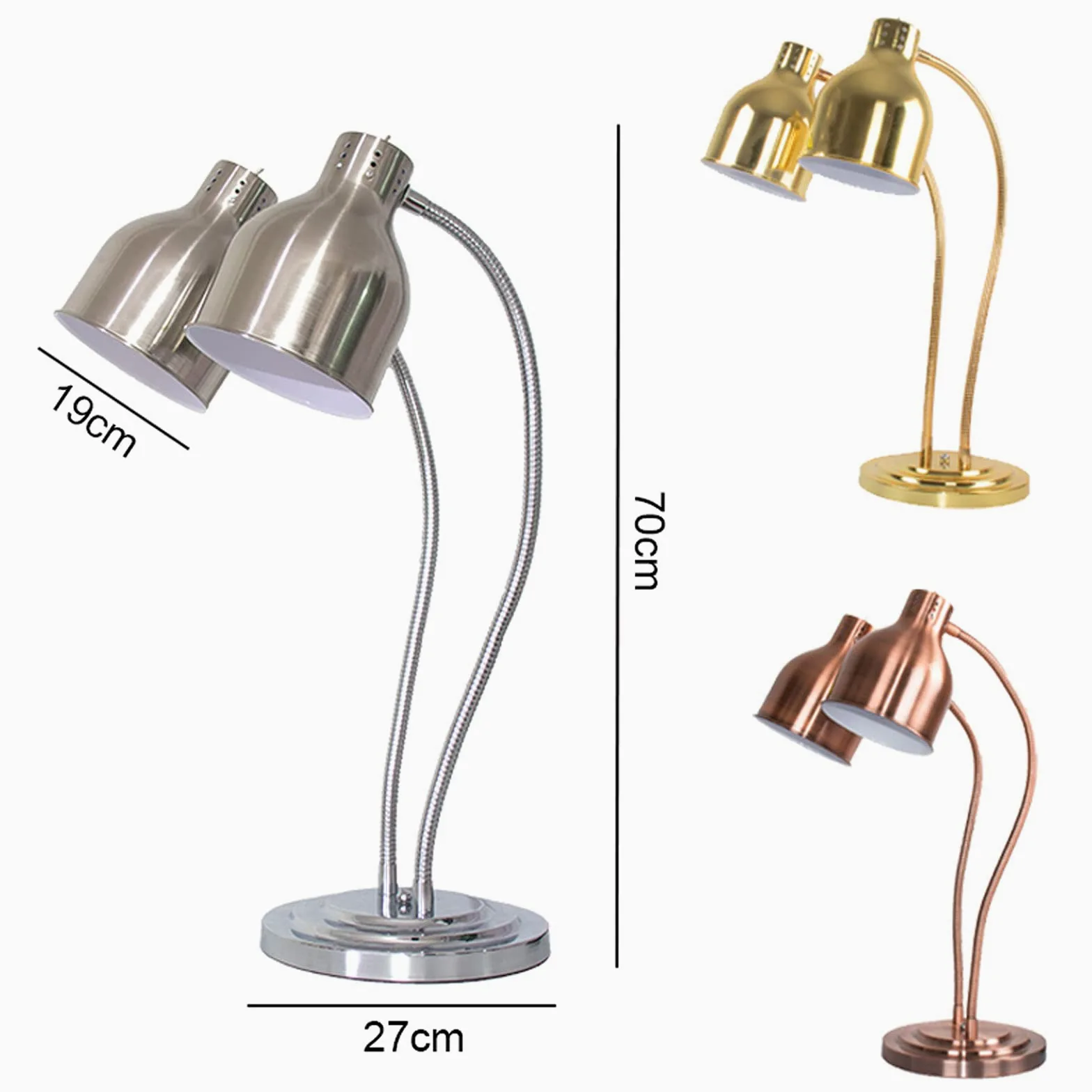 Lampada a Calore Alimentare Commerciale Doppia Testa Scaldavivande, Lampade Riscaldanti Buffet Esibire Scalda Vivande per Cibo Riscaldante, Paralume Regolabile