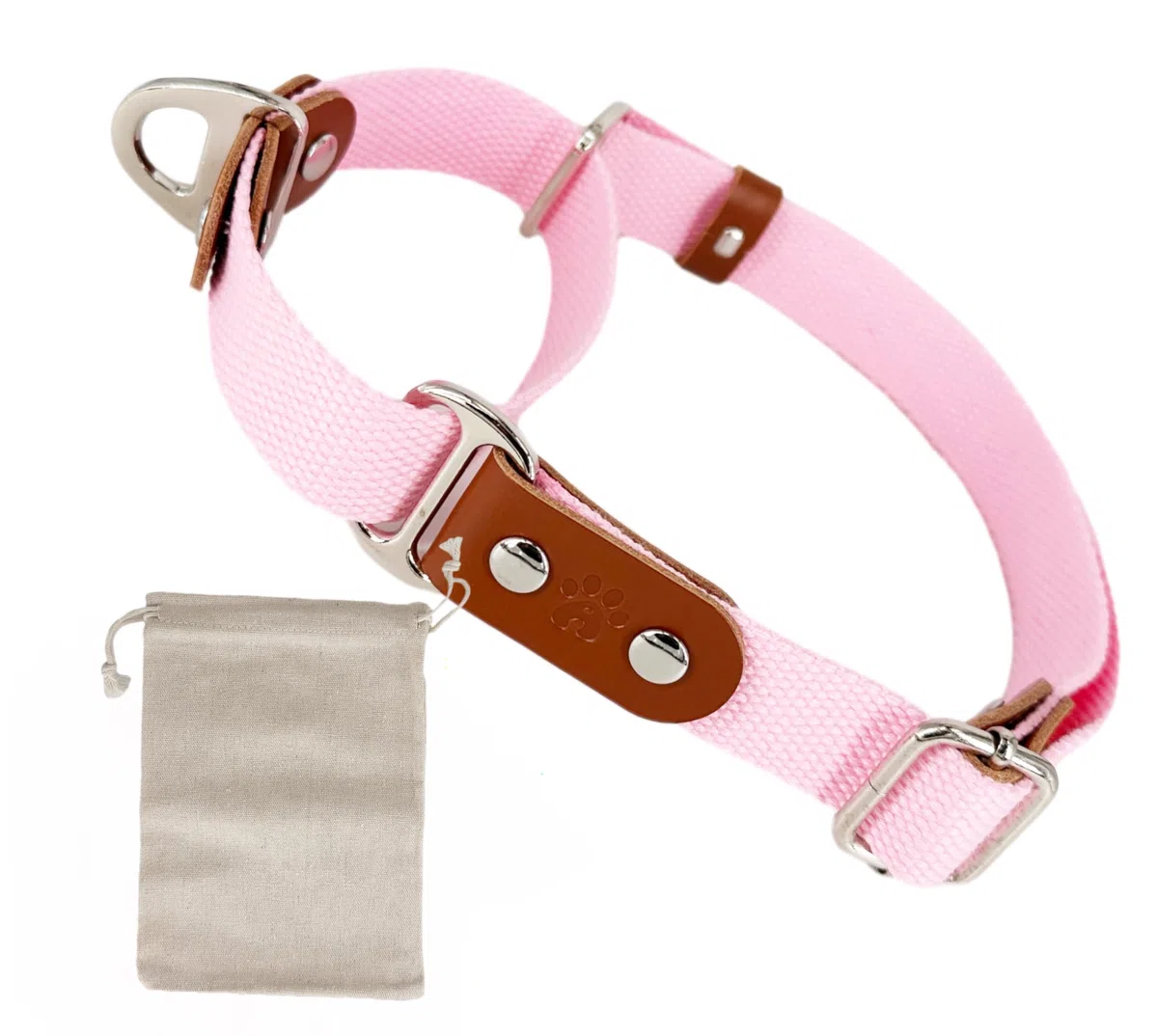 Collari martingala per cani martingala, Anti-strappo, in cotone e pelle. M. Rosa & Cognac.