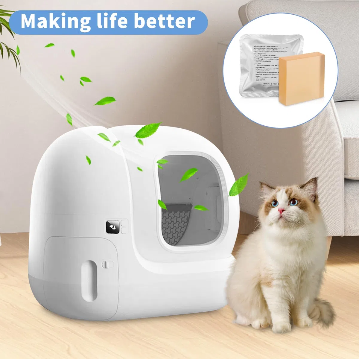 Deodorante N50 per Lettiera Autopulente Pura Max/PURA MAX 2, N50 Odor Eliminator per Rimuove gli Odori di Urina e Feci Del Gatto,Profumo a Lunga Durata（6 pezzi）