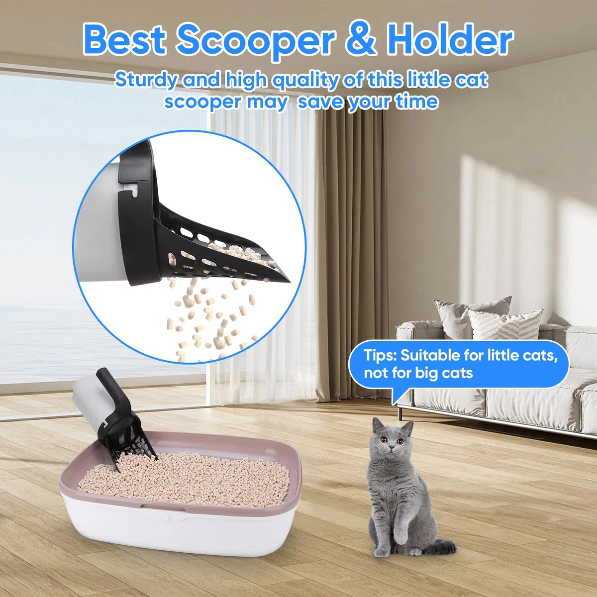 2 in 1 Paletta per Lettiera Gatto con Contenitore, MYPIN Paletta con Sacchetto per Lettiera gatti, Portatile Cucchiaio per Lettiera Gatti con 120 Sacchetto Grande Capacità（nero）