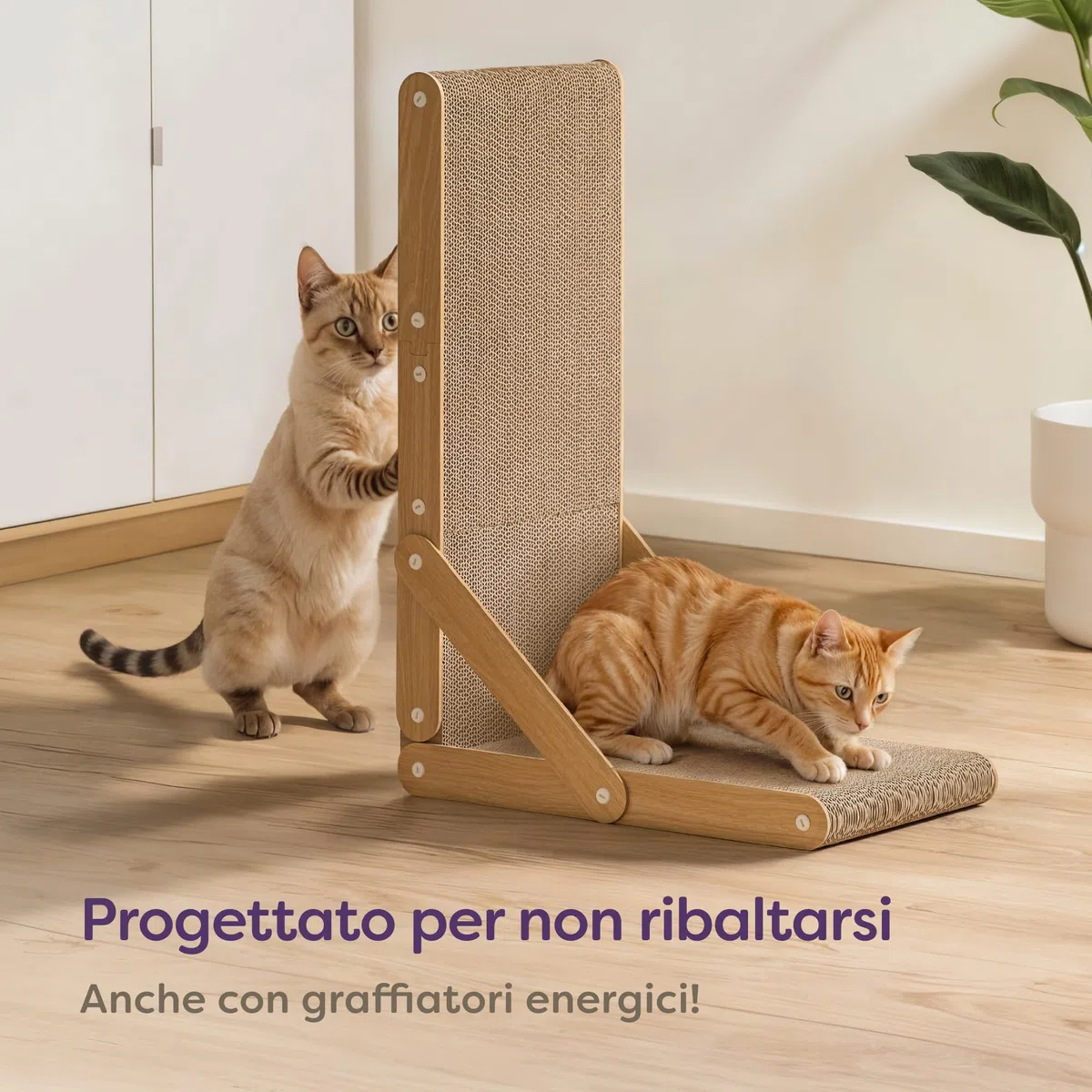 Knupis Tiragraffi Gatto Grande 68 cm - Particolarmente Resistente per la Cura Degli artigli Gattini - Facile da montare - Protezione per divano e parete - Design reversibile a Forma di L