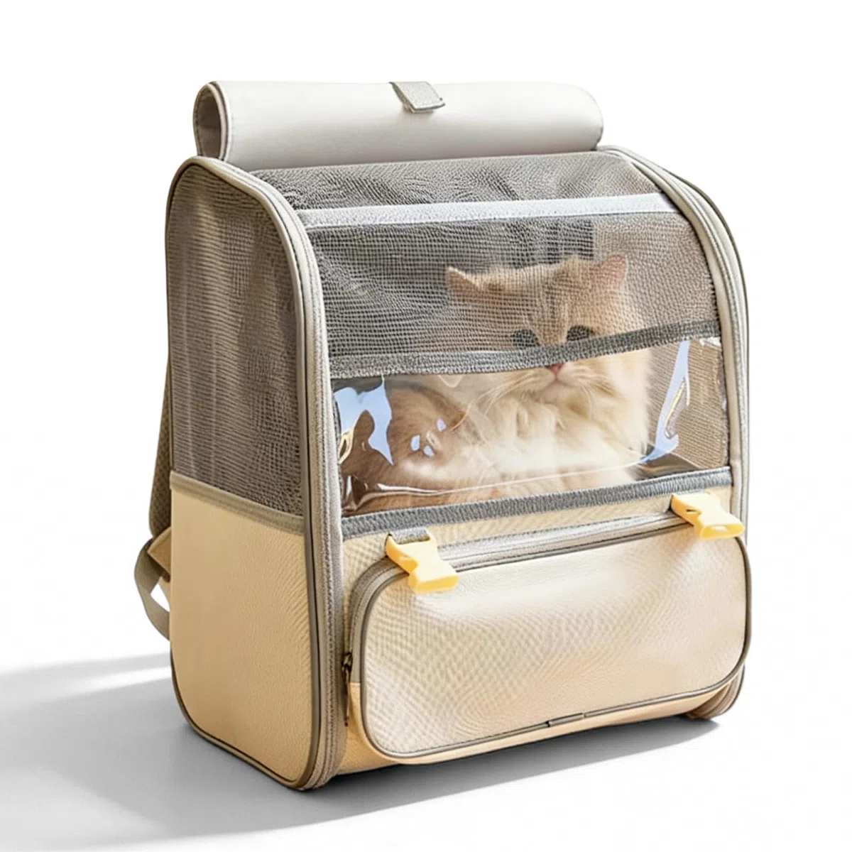 Zaino per gatti con finestra a rete: zaino grande per gatti fino a 8 kg, zaino pieghevole per animali domestici, per gatti, cani, borsa per gatti con guinzaglio di sicurezza interno e tappetino per