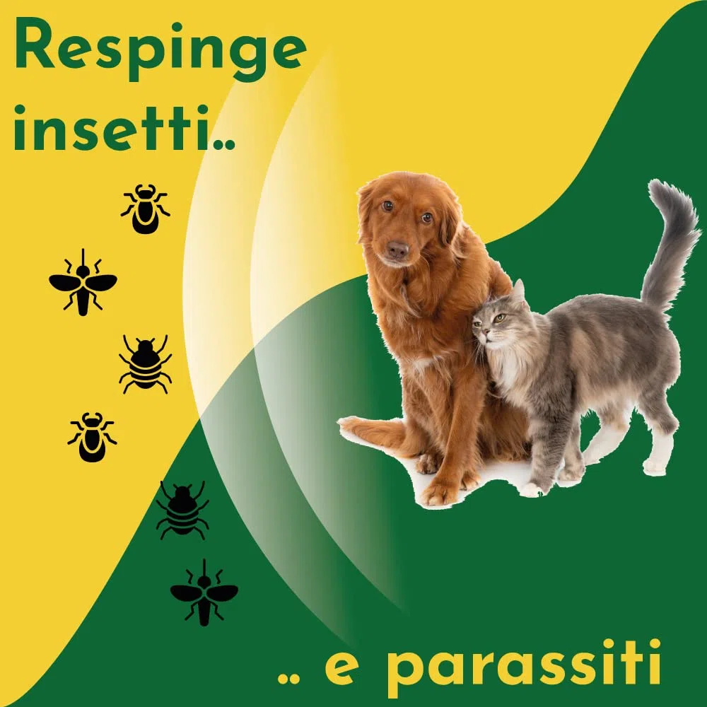 Repellente Naturale Spray per Cani Gatti alla Citronella Geranio Olio di Neem 750 ml Defence Eco+, Zanzare Mosche Insetti, Protezione Tripla Azione Immediata, 100% Made in Italy