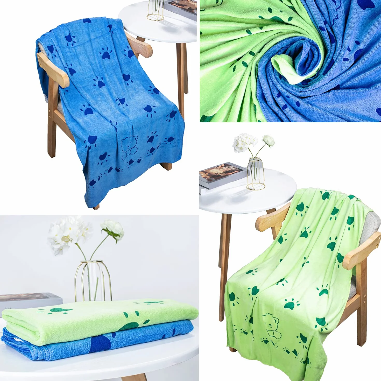 2 Pezzi Asciugamano per Cani in Microfibra Super Assorbent Coperta per Cani Lavabili 140cm x 70cm Asciugamani da Cane Accappatoio Rapido Veloce per Animale Domestici Cani Gatti