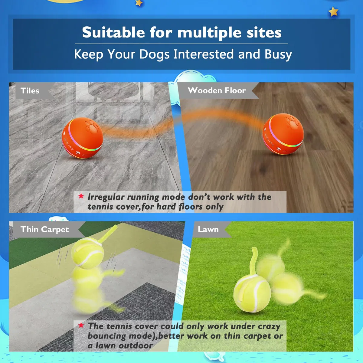 Petiepaw Palla per cani interattiva, durevole palla rotante automatica per cuccioli/cani di taglia piccola/media, ricaricabile tramite USB (arancione)