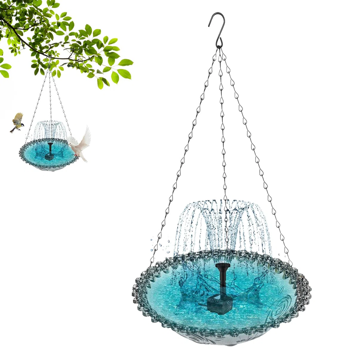 Bagni Uccelli Per Esterni, Fontana Solare Per Uccelli Da Giardino, Vasca da Bagno Decorativa Appesa per Bere da Giardino Terrazzo Balcone per Uccellini
