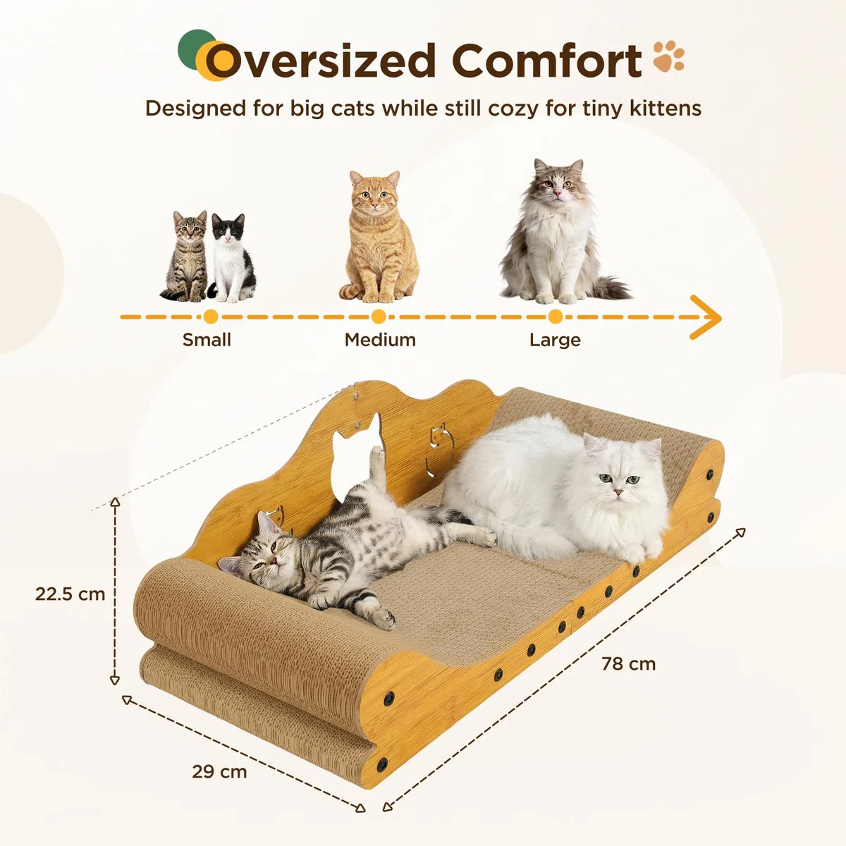 Gimars Tiragraffi per Gatti XXL 78 cm, Tappetino Graffi in Design Divano, Letto per Gatti & Protezione Mobili per Gatti Grandi e Case con più Gatti