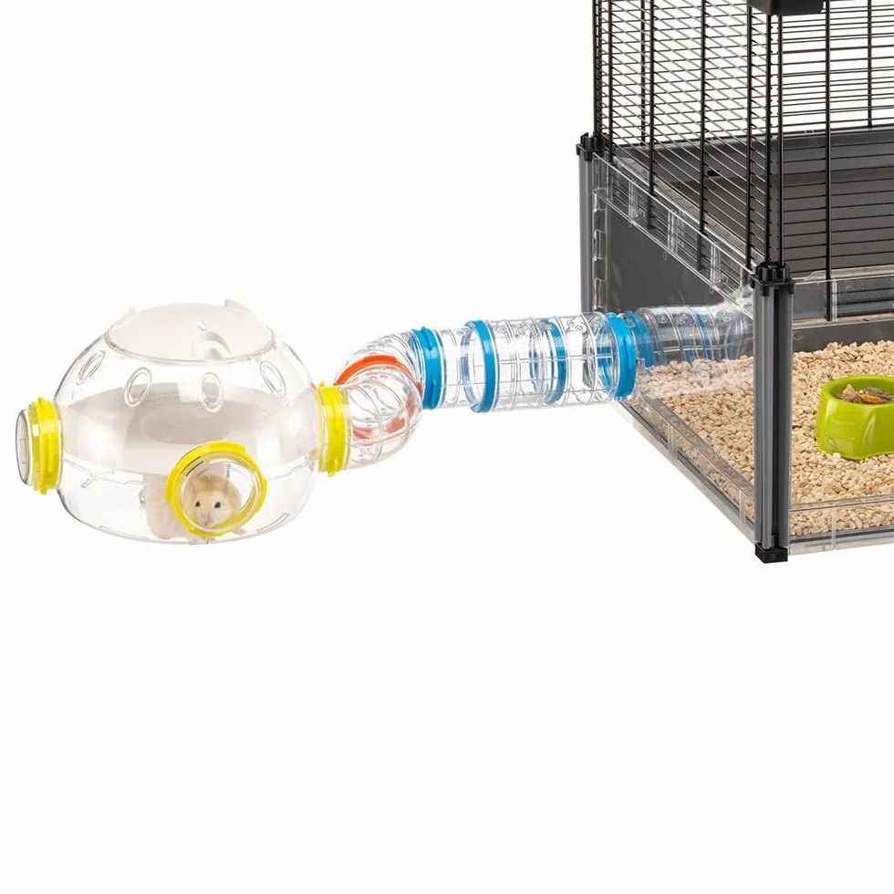 Ferplast Set Tubi Criceto, Accessorio Gabbia per Criceti, Totale 4 pezzi, include Modulo Abitativo, Tunnel Criceto Trasparenti con Fori di Aerazione, Curve e Raccordi, KIT LAB, Giochi per Criceti