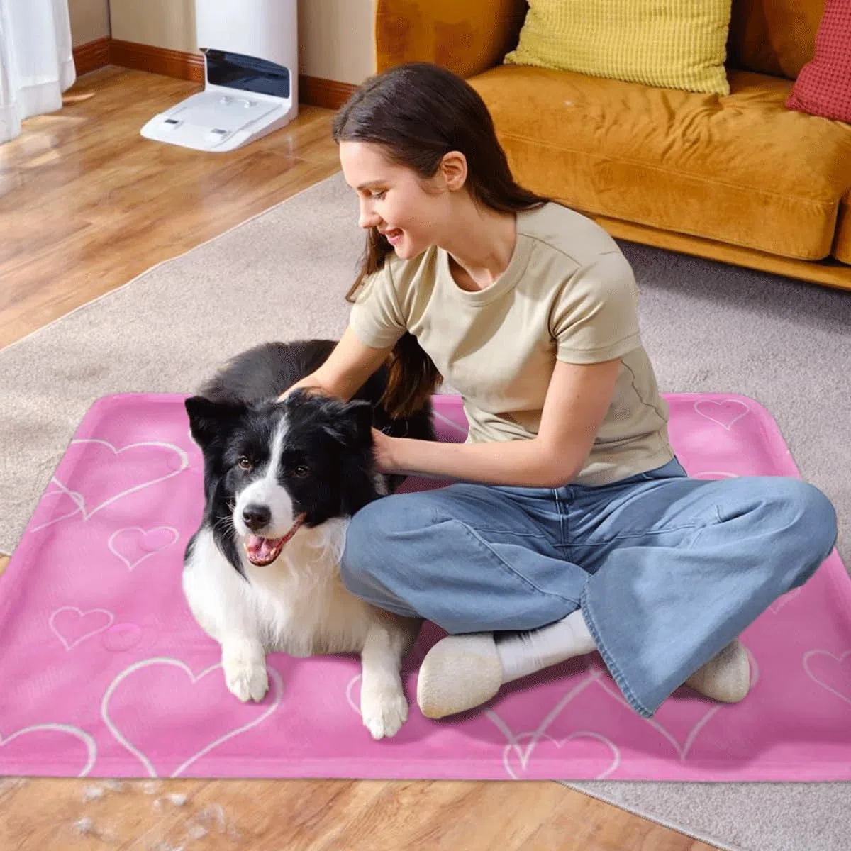 Tappetino Refrigerante Cane,Tappeto Refrigerante per Cani 60*90cm,Rosa Tappetino Refrigerante Gatto con Gel Non Tossico,Tappeto Refrigerante per Gatti Ideale per Cani,Gatti,Animali Domestici in Estate
