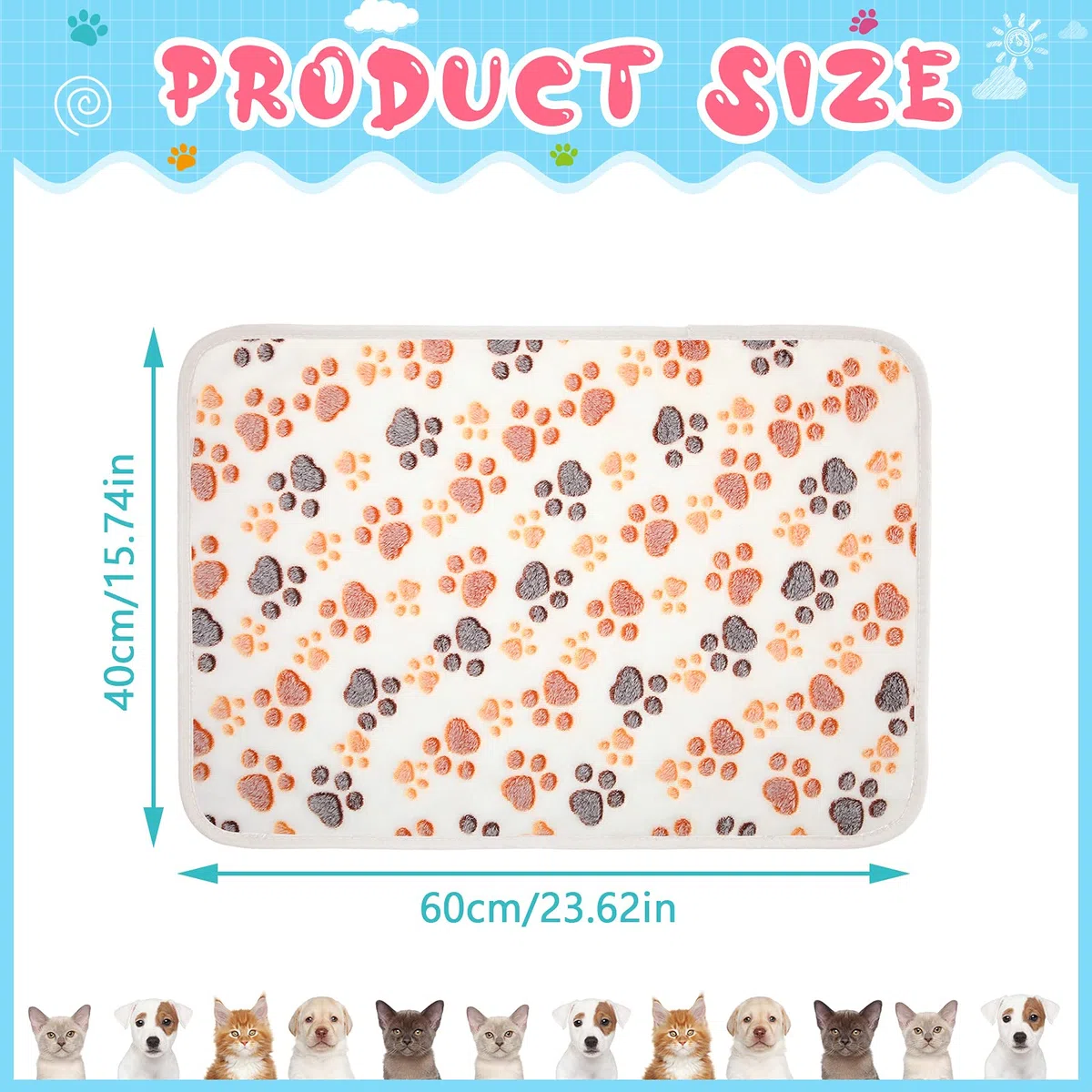 Tatuo 4 Copertine per Pet Cuccioli Coperte in Pile con Stampa di Zampe per Gatto Piccolo Medio Tappetini da Letto Caldi Morbidi per Dormire per Animali Cane(S,Bianco)