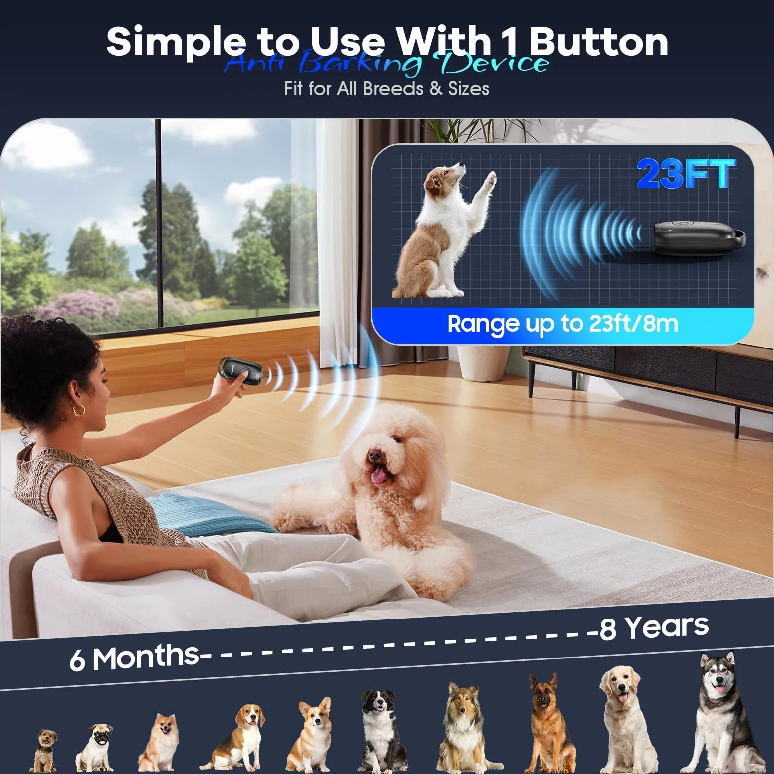 Antiabbaio per Cani Ultrasuoni, Ultrasuoni per Cani Portatile, Potente Anti Abbaio per Cani con LED, Antiabbaio per Cani Ultrasuoni da Esterno, Dissuasore per Cani Ultrasuoni