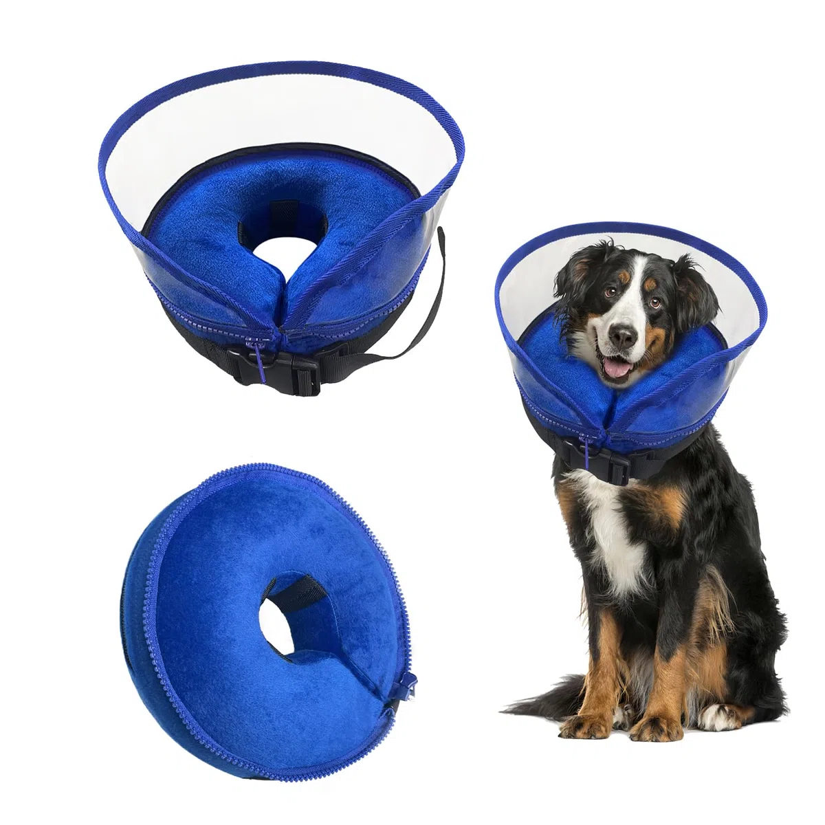 Collare Gonfiabile Cane, Protettivo Cervicale Collare Elisabettiano Cani 2 in 1 Rimovibile Regolabile Comodo Collare Riparazione Post-Operatoria, Difesa Potenziata Contro Graffi e Morsi (L)