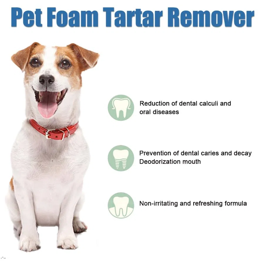 Pet Oral Tartar Remover Spray, No-Brush Pet Oral Care Foam, Fresh Breath, Helps Reduce Plaque & Tartar Build-Up, Daily Teeth Cleaning for Dogs & Cats (2pc)