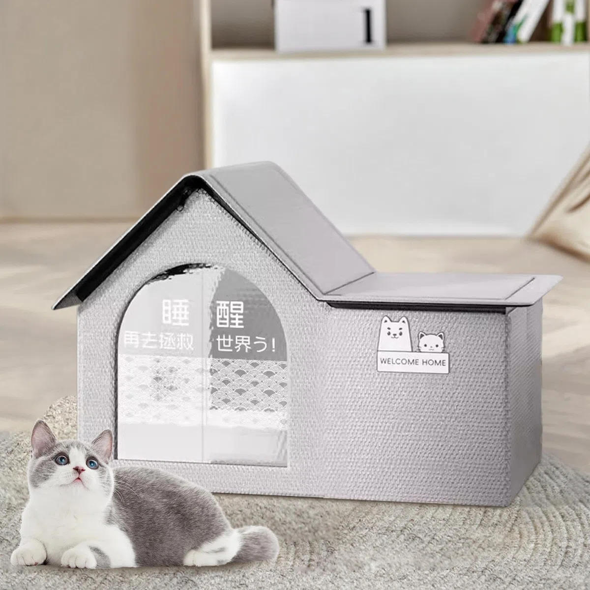 Pet Ice House, Casetta Refrigerante Per Gatti, Cuccia Rinfrescante Per Cani, Pieghevole Casa Rinfrescante Gatti E Cani, Riparo Di Raffreddamento Chiuso Con 10 Pacchetti Del Ghiaccio
