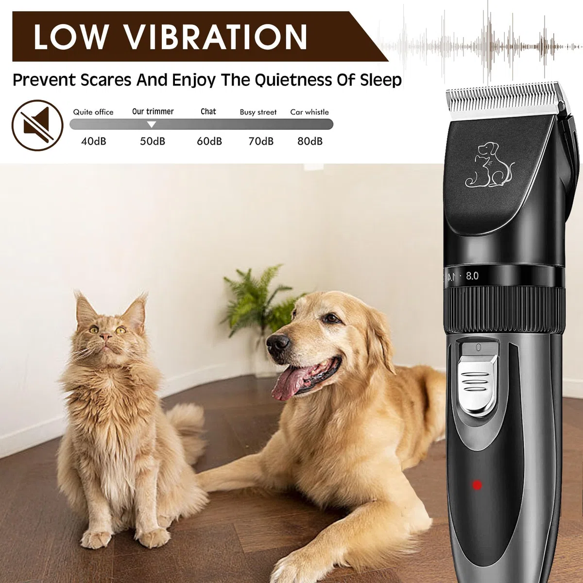 Tosatrice per Cani pelo Lungo Professionale, Rasoio Pelo Lungo per Gatti Macchinetta, Adatto per Peli di Animali Domestici Spessi e Opachi, Impermeabile IPX7, Ricaricabile, Basso Rumore