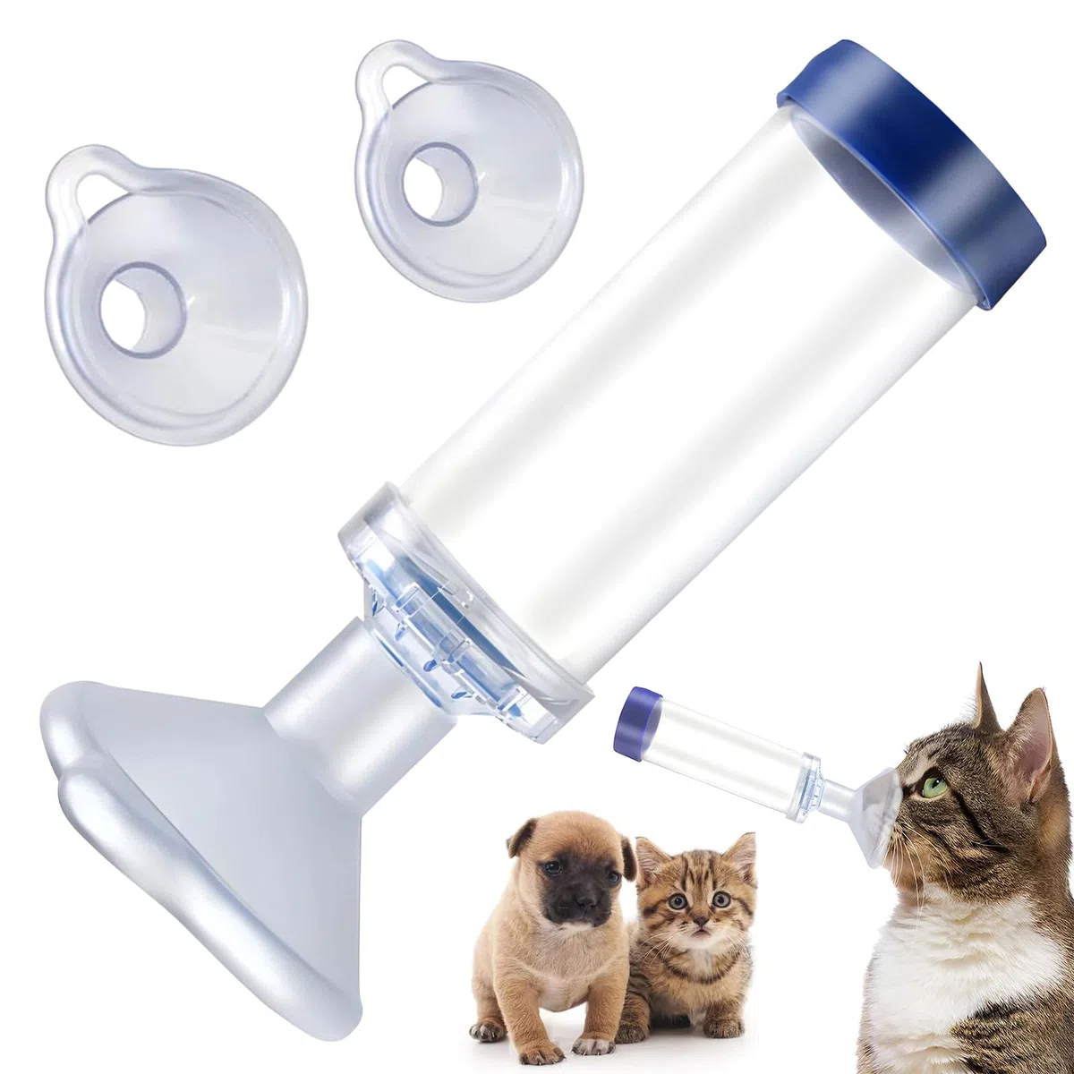 Distanziatore per Inalatore per Gatti o Cani, Accessorio Generico per Inalatore per Animali Domestici con 2 Maschere per Gatti e Cani di Piccola Taglia, Pronto Soccorso per Casa o All'aperto