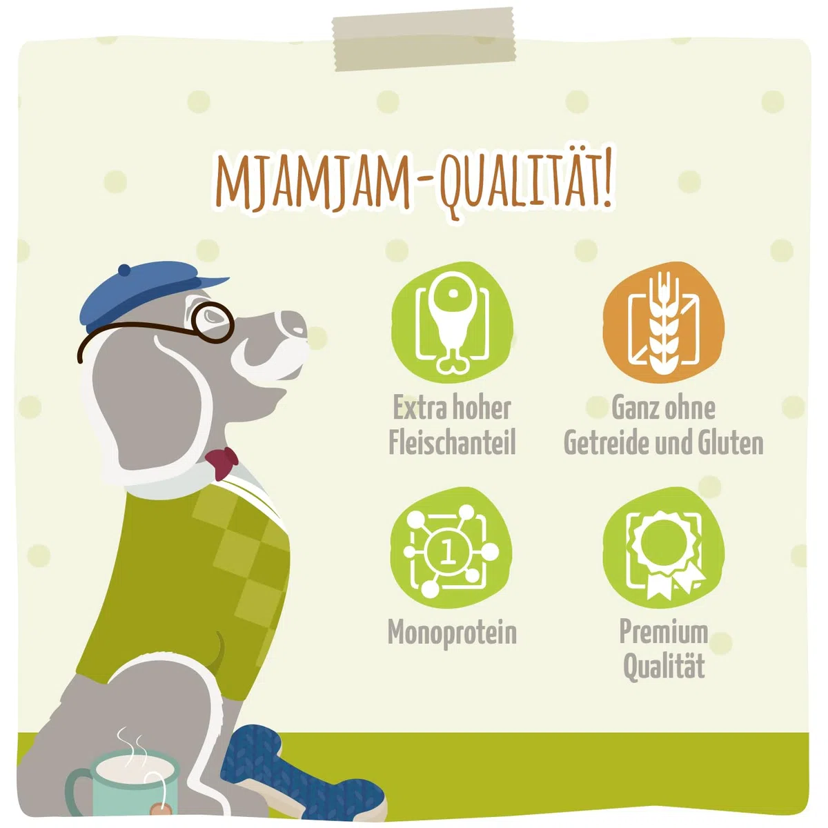 MjAMjAM - Cibo umido Premium per cani - Senior - succoso pollo con gustose patate dolci, confezione da 6 (6x200g), senza cereali