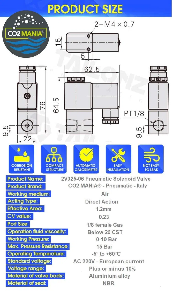 Elettrovalvola co2