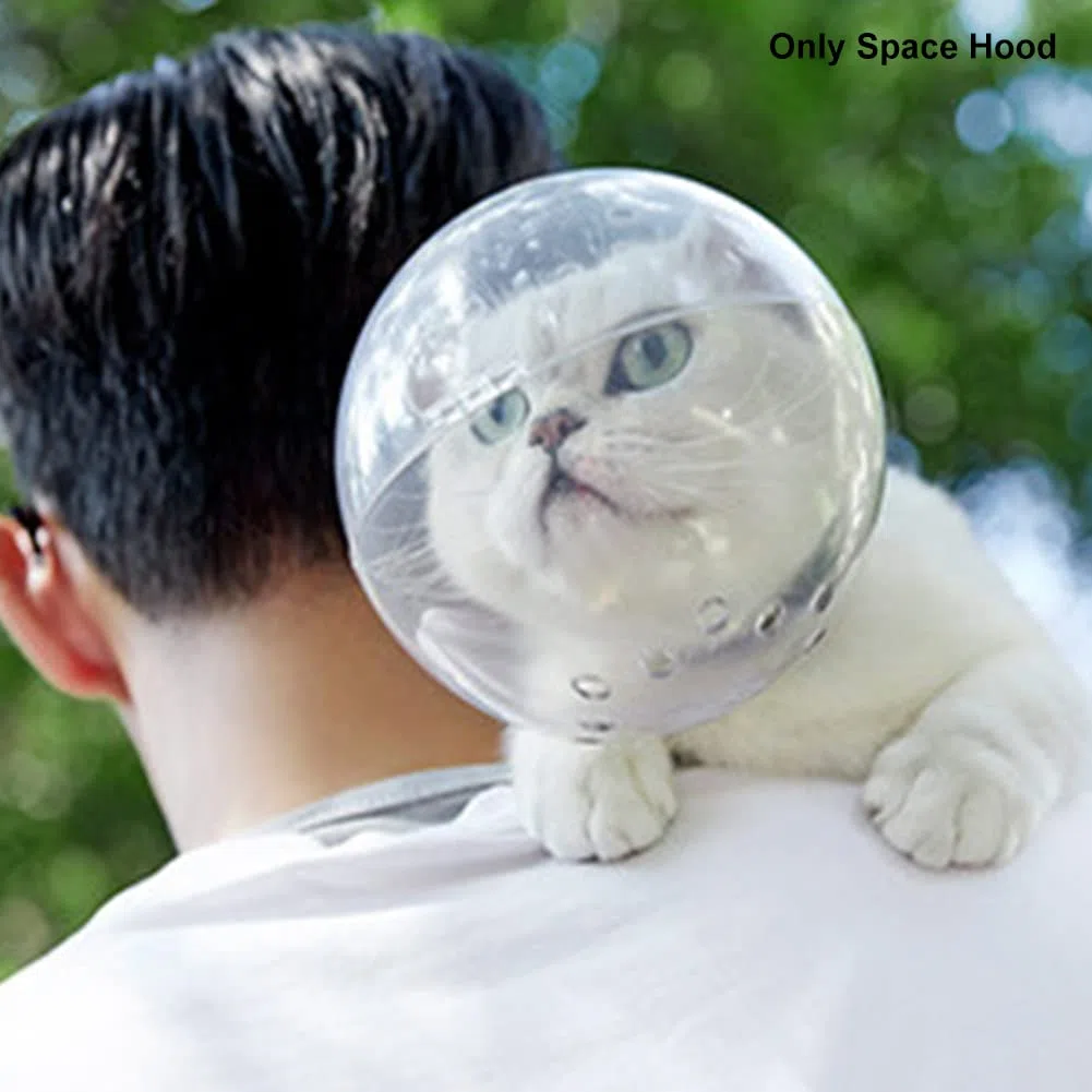 Faderr Casco per gatti con cappuccio trasparente anti-morso, traspirante e multifunzione, per il bagno, la toelettatura o il taglio delle unghie (trasparente)