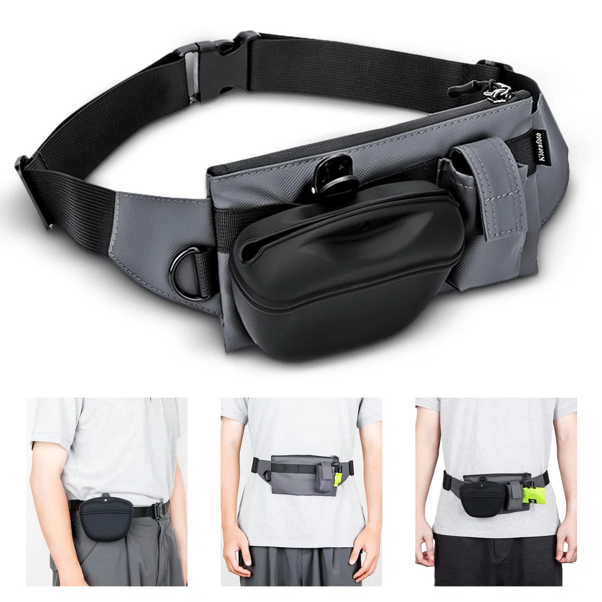 Marsupio impermeabile per cani, in silicone, con clip rimovibile in silicone, con cintura regolabile in vita e chiusura magnetica, per addestramento cani