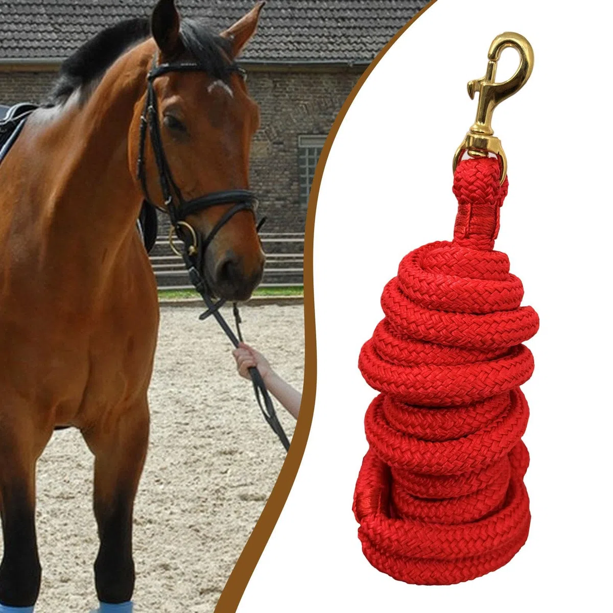 Milageto Corda per Cavallo, longhina per Cavallo, redini Lunghe, Attrezzatura equestre, guinzaglio per Prestazioni equestri, Attacco rapido per Cavezza, Rosso