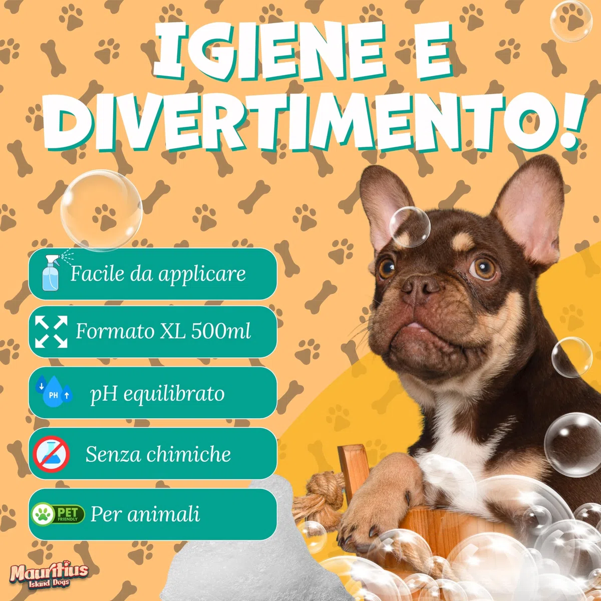 Shampoo Secco per Cani e Gatti Senza Risciacquo 500ML Schiuma Asciugatura Rapida Ingredienti Naturali Ipoallergenico Antiparassitario Idratante Lenitivo e Deodorante (Mango)
