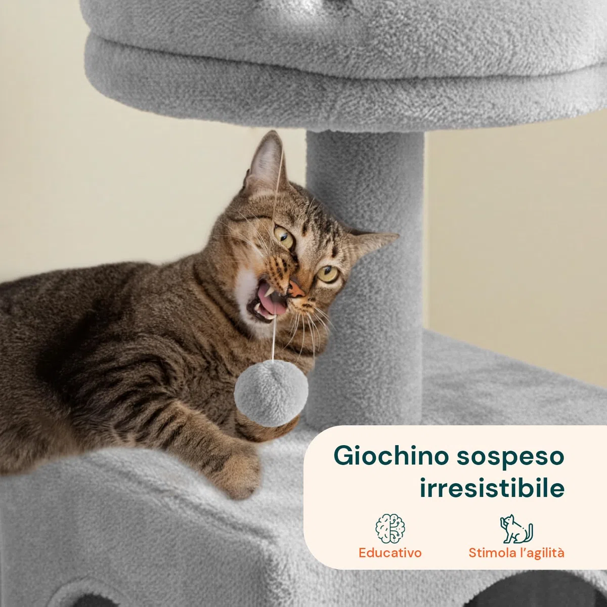 Avilia Albero Tiragraffi per Gatti 92 cm con Cuccia Chiusa e Piattaforme Multilivello – Colonna Sisal Naturale e Scala Integrata, Ideale come Trespolo per Gatti e Giochi in Casa (40x35x92 cm)