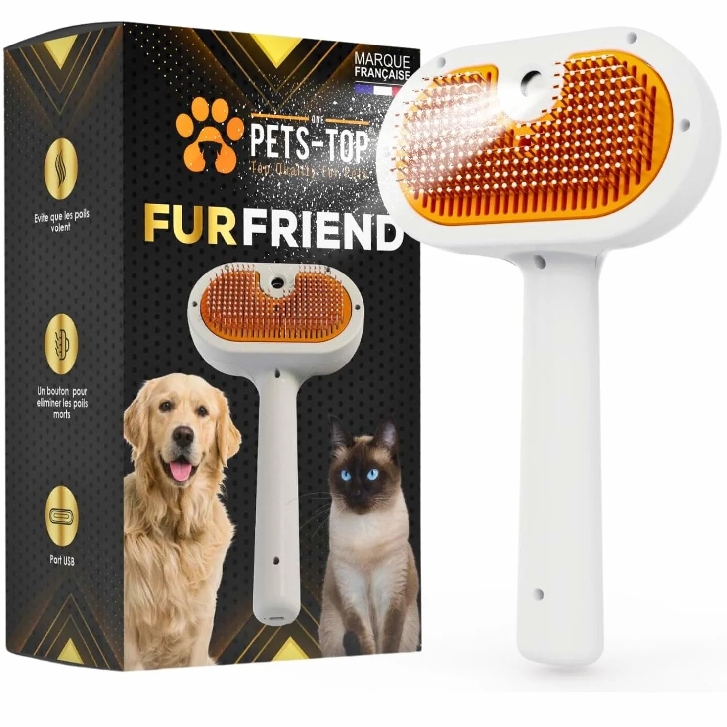 One PETS-TOP Spazzola A Vapore per Gatti – Spazzola Per Gatti Cani – Pelo Lungo e Corto – Lisciatura Autopulente – Vapore per Rimuovere Peli Aggrovigliat – Cat Steamy Brush