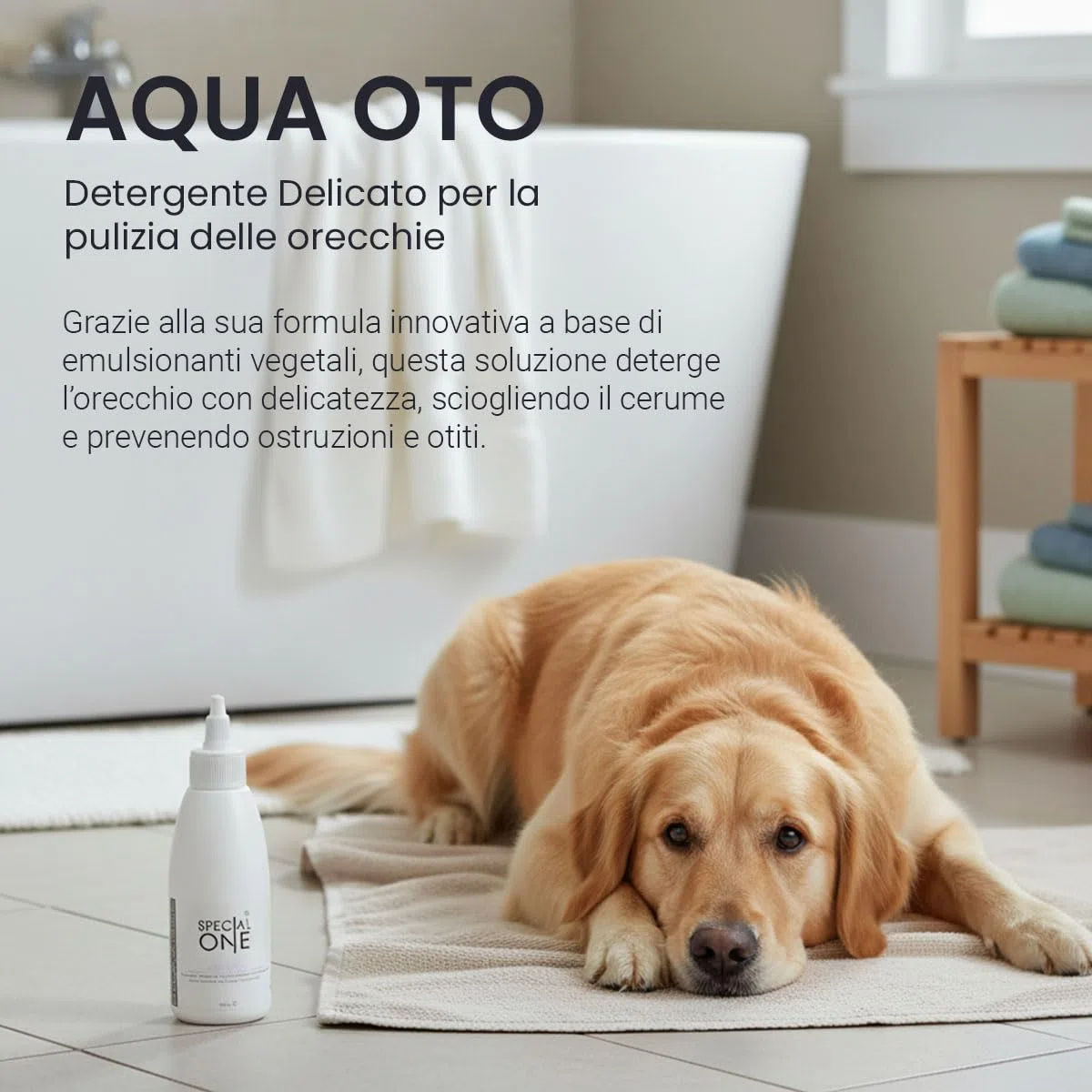 Special One - Aqua OTO Detergente Orecchie Cani - Formula Delicata con Estratti Naturali, Azione Calmante e Deodorante - Mantiene Le Orecchie pulite, previene otiti e elimina Cattivi odori - 150 ml
