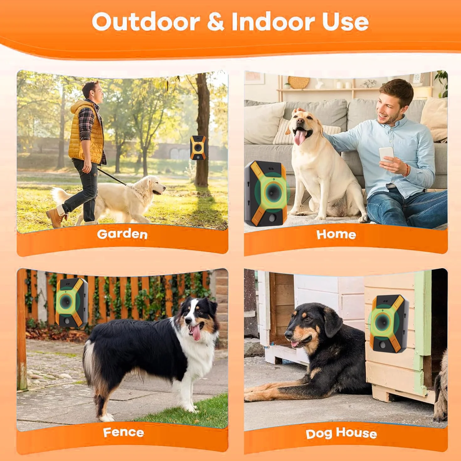 WUGEIN Ultrasuoni Antiabbaio,Ultrasuoni per Cani,Antiabbaio Anti Abbaio Cani Dispositivo, Automatico Anti-Abbaio per Cani con 3 modalità da Interno Interno ed esterno
