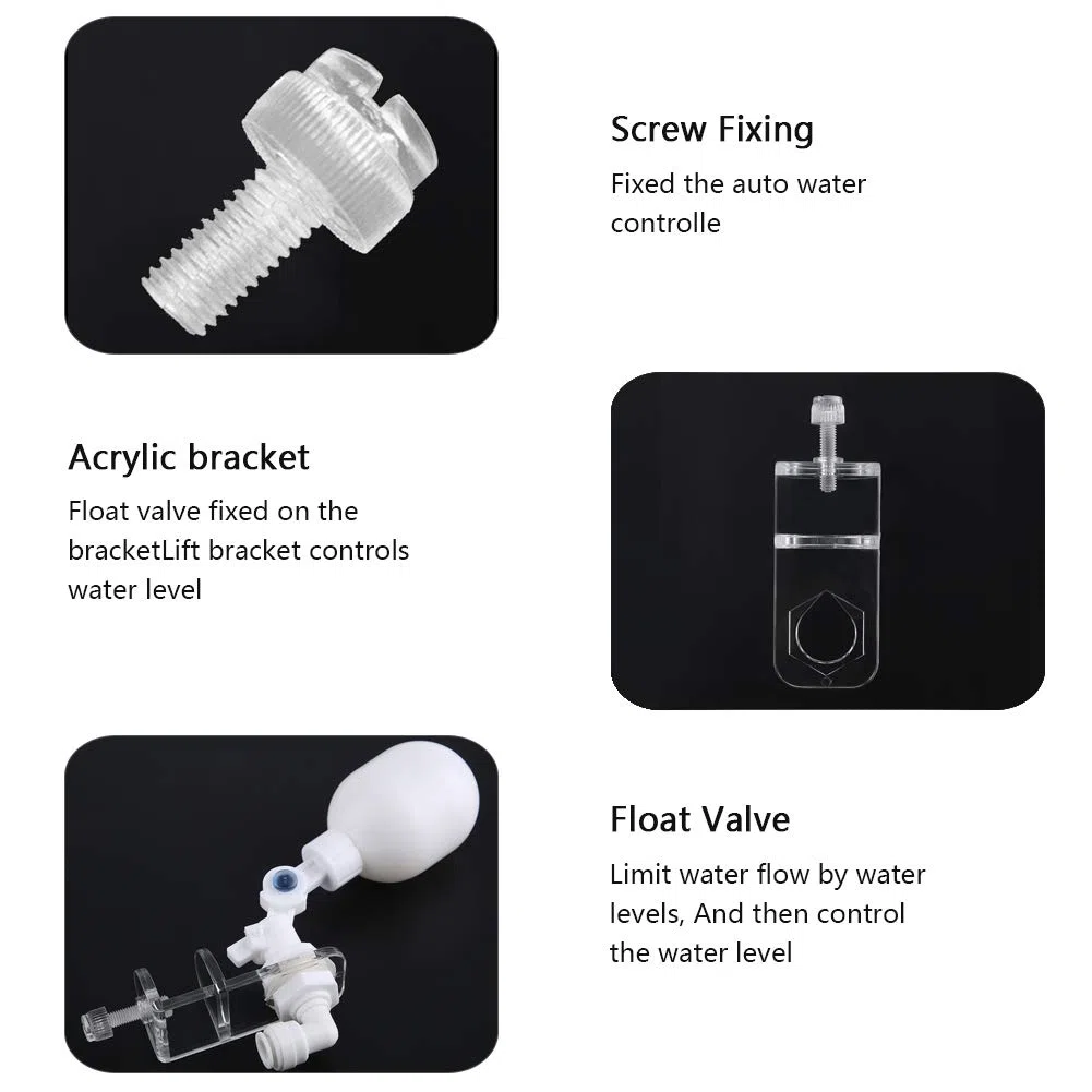 Riempitore di acqua automatico, regolatore di livello dell'acqua nonelettrico di plastica auto-top-off Montaggio valvola a galleggiante regolabile per serbatoio di pesci