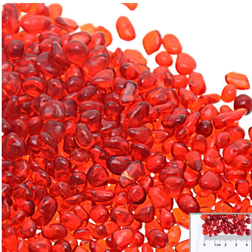 0,5 kg di Pietre di Vetro Decorate per Acquario, Irregolari, Pietre Artificiali smaltate per Acquario, Acquario, Giardino, riempitivo per vasi, Piante grasse (Rosso)