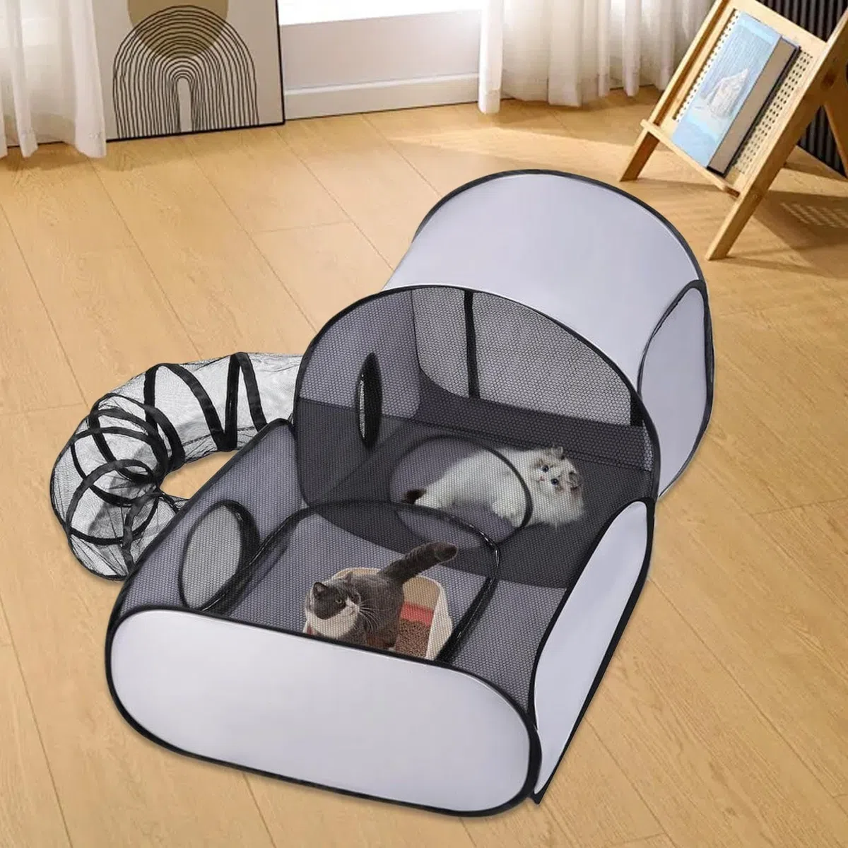 Recinto Per Animali Domestici Gabbia Per Gatto Esterno Recinzioni Per Gatti Da Esterno E Interno Tendas Portatile Con Tunnel, Portatile Gabbia Per Gatto Cucciolo Gattini