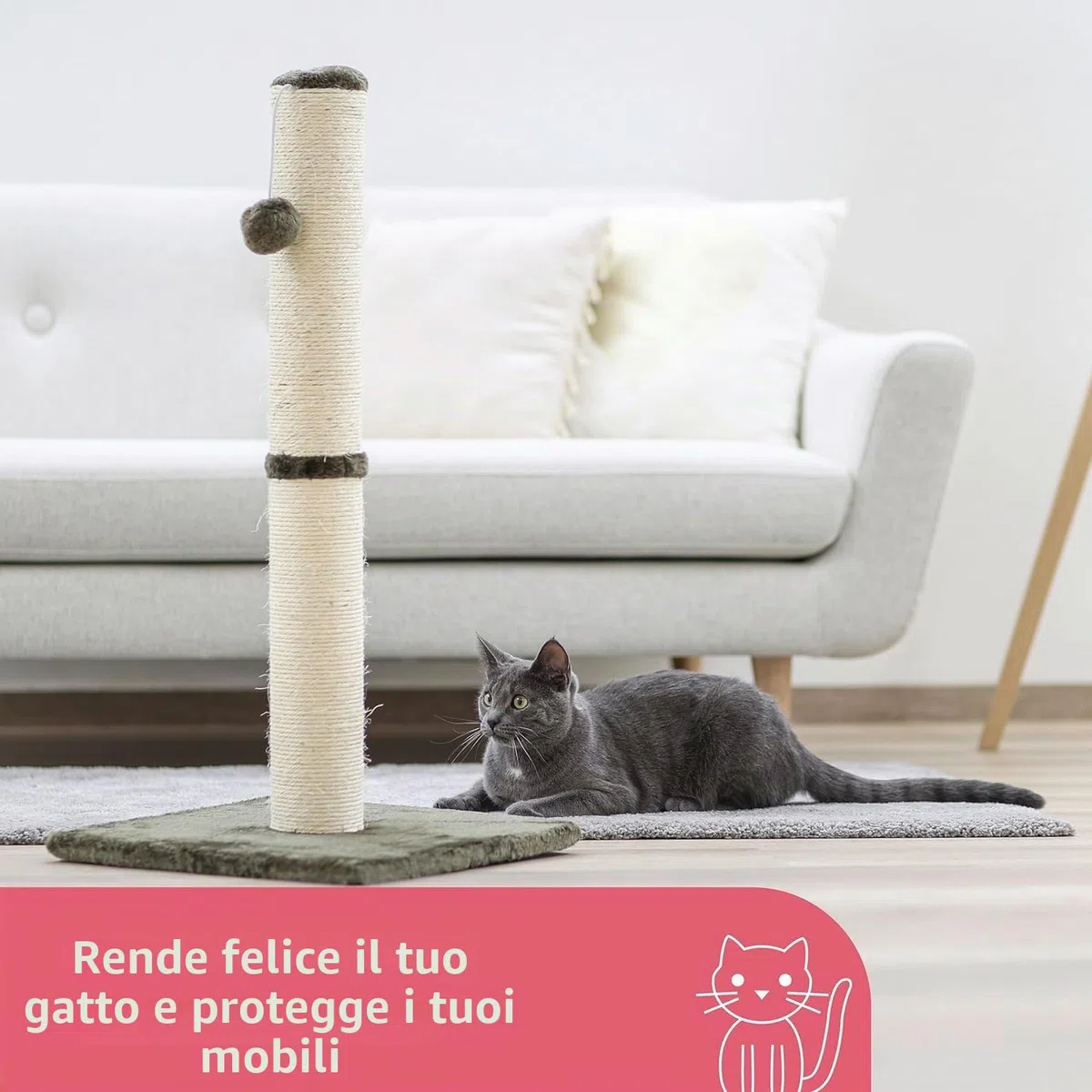 KERBL Tube a gratter Opal Maxi griffoir 78cm - Gris - Pour chat