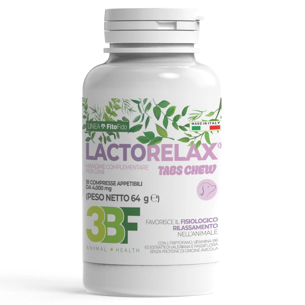 Trebifarma Lactorelax Tabs Chew per Cani – Calmante per Ansia, Stress e Agitazione con Triptofano, Valeriana e Passiflora – Rilassamento Naturale Rapido – 18 Compresse Gommose Appetibili