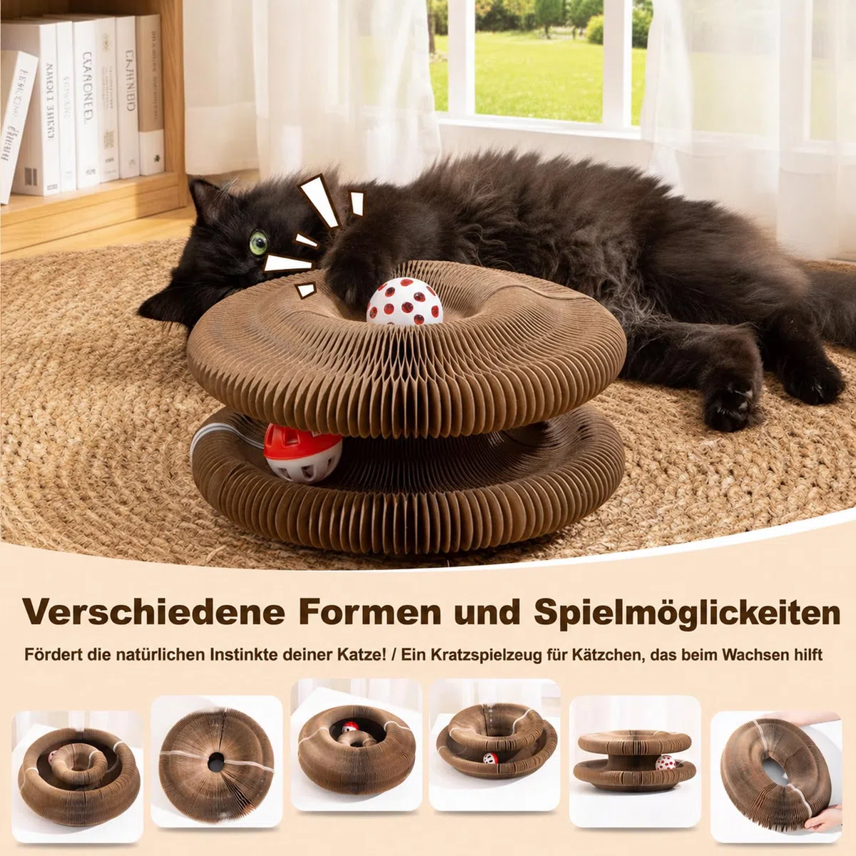 Reiteag KittySpin | Spin Regno Felin, Tiragraffi Interattivo per Gatti, Ovet Interattivo per Durevole Design Reversibile, Adatto a tutte le taglie