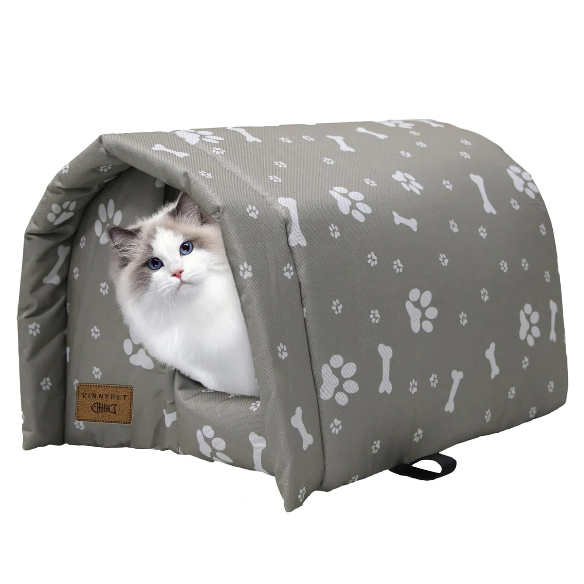 Casetta per Gatti per Esterni Cuccia per Animali Domestici da Esterno Resistente Alle Intemperie Tenda con Cuscino Rimovibile per Cani e Gatti 42x31x28cm