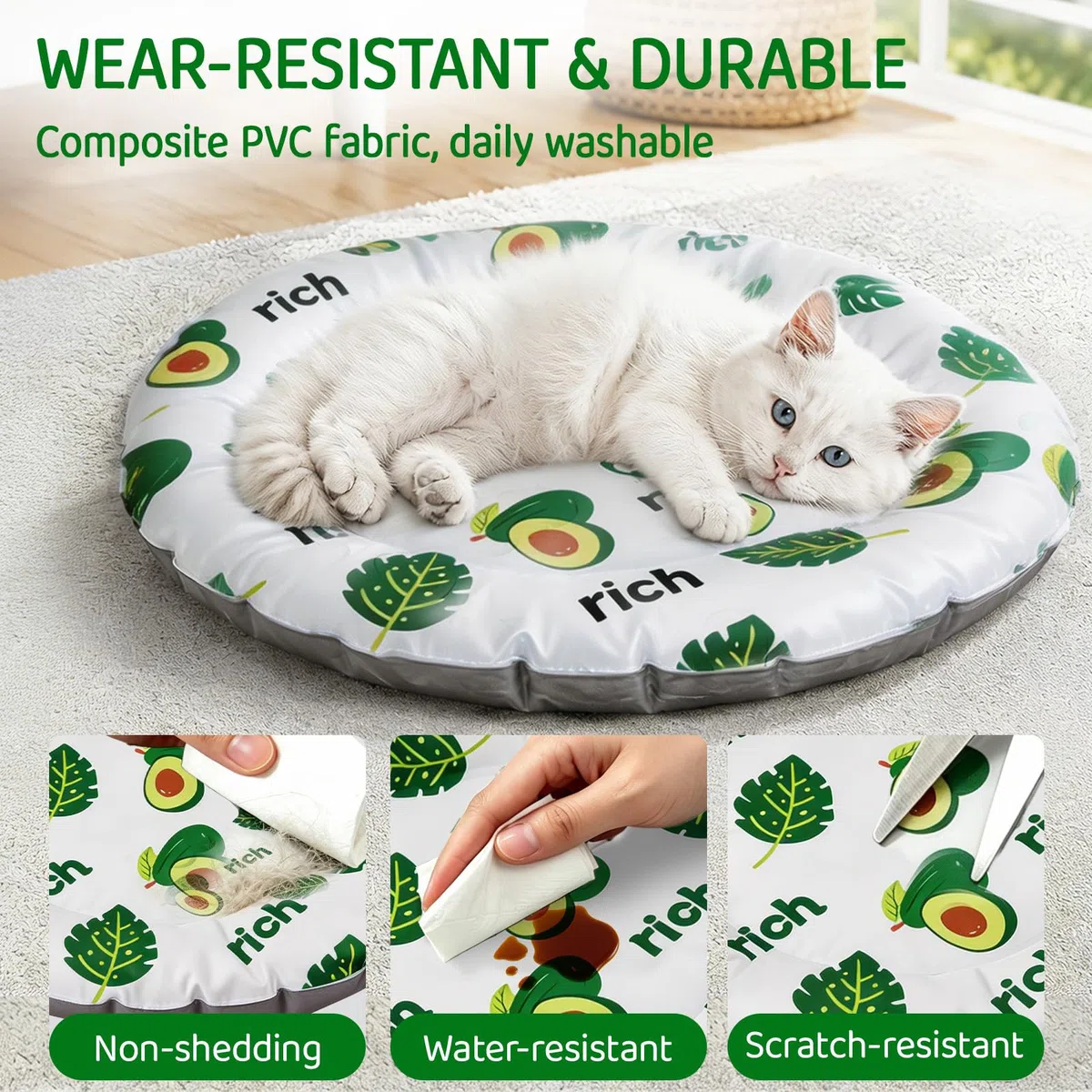 Tappetino Refrigerante Cani, 55 cm, Rotondo Tappetino Rinfrescante Cani, Gatti Tappeto Raffreddamento, Rotondo Tappeto Refrigerante Gatto,Cuscino Rinfrescante Cane e Gatti (Verde)